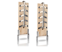 Monucep Flammlachsbretter 2er-Set (Tannenholz, Edelstahl-Halterung)