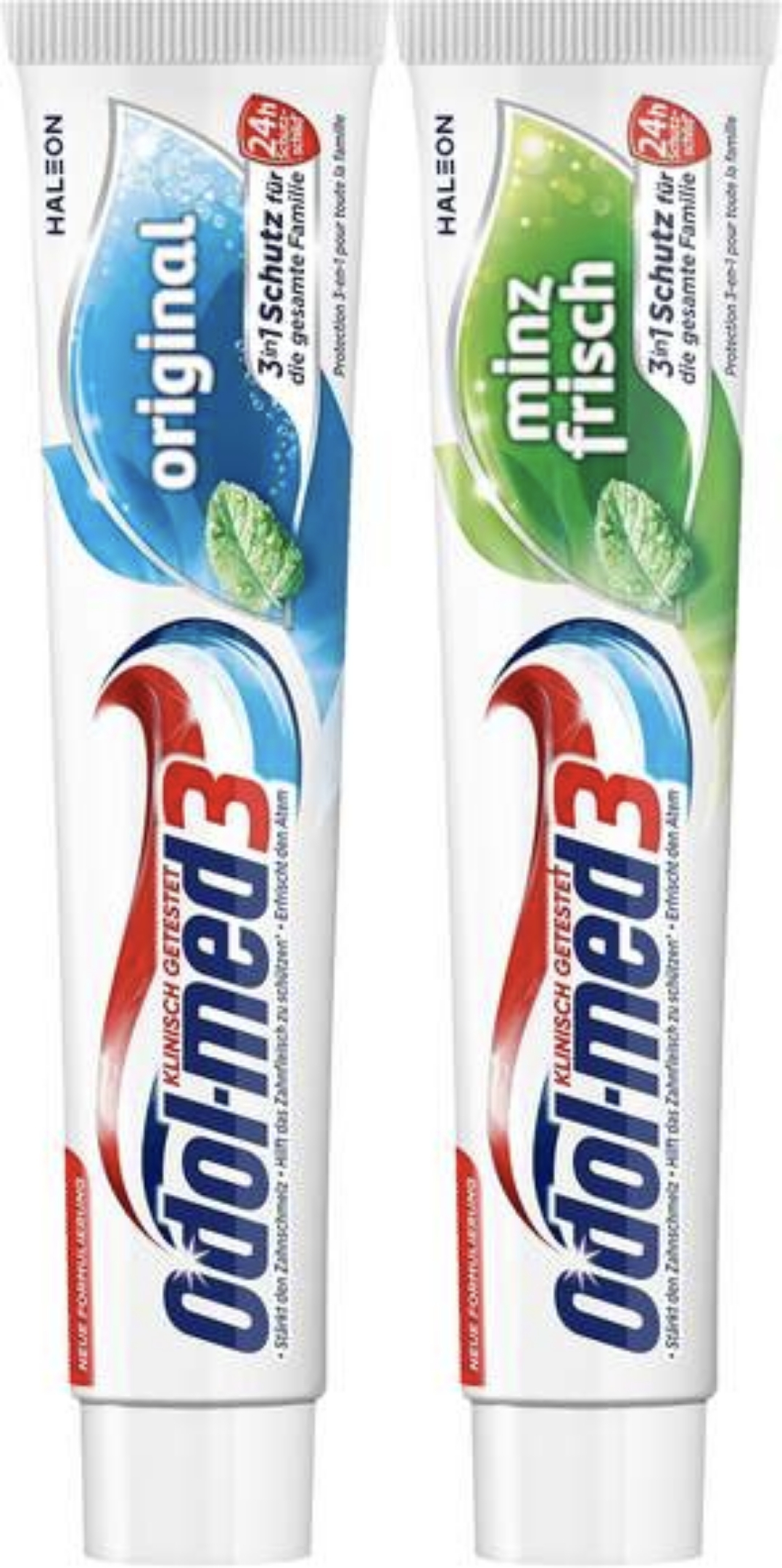 Odol-med3 Original oder Minzfrisch, Zahnpasta mit 3in1 Schutz für starke Zähne, gesundes Zahnfleisch und frischen Atem, 75 ml Spar-Abo für 1€ (-24%)