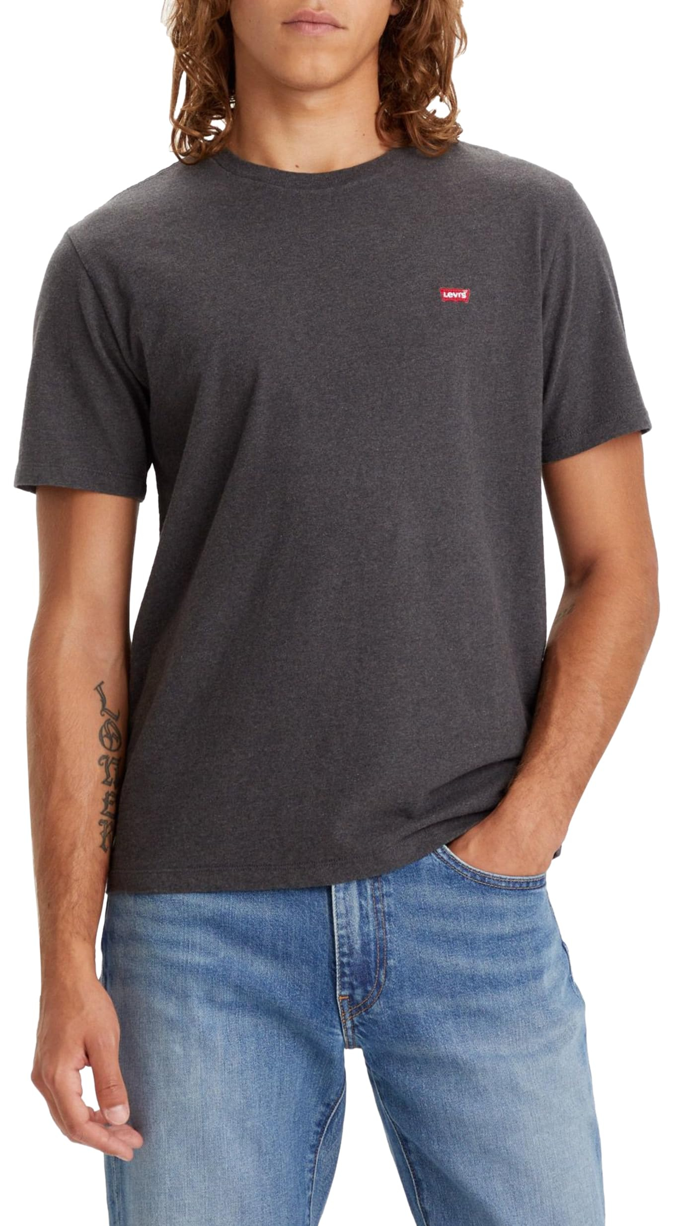 Levi’s Herren Ss Original Housemark Tee T-Shirt Dark Charcoal Heather Dkr für 12€ (-37%)