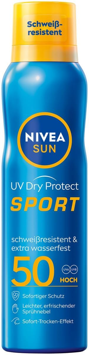 2 x 200ml NIVEA SUN UV Dry Protect Sport Sonnenspray LSF 50 für 12€ (-46%)