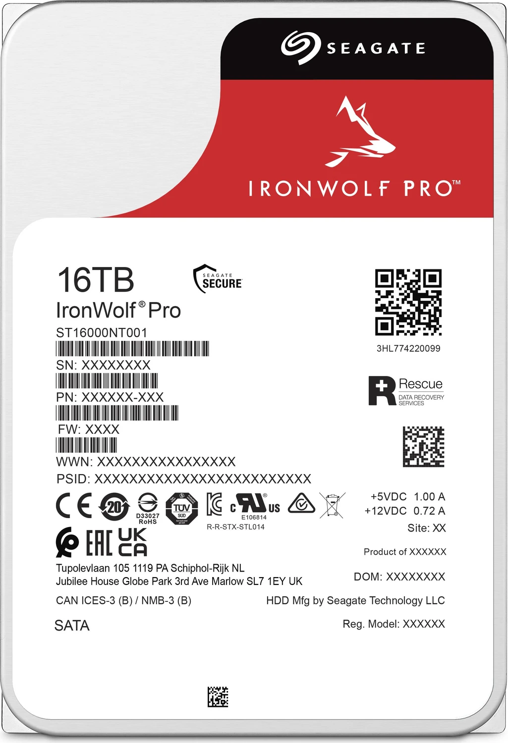 Seagate IronWolf Pro NAS HDD +Rescue 16TB, 24/7, 512e / 3.5″ / SATA 6Gb/s für 460€ (-13%)