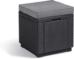 Keter Cube Hocker mit Stauraum (Rattanoptik, inkl. Kissen, grau) für 42€ (-15%)