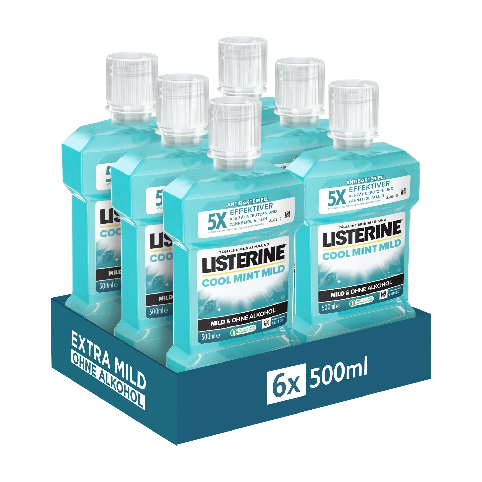 LISTERINE Cool Mint Mild 6 x 500 ml (2,40€ pro Flasche) für 14€ (-31%)