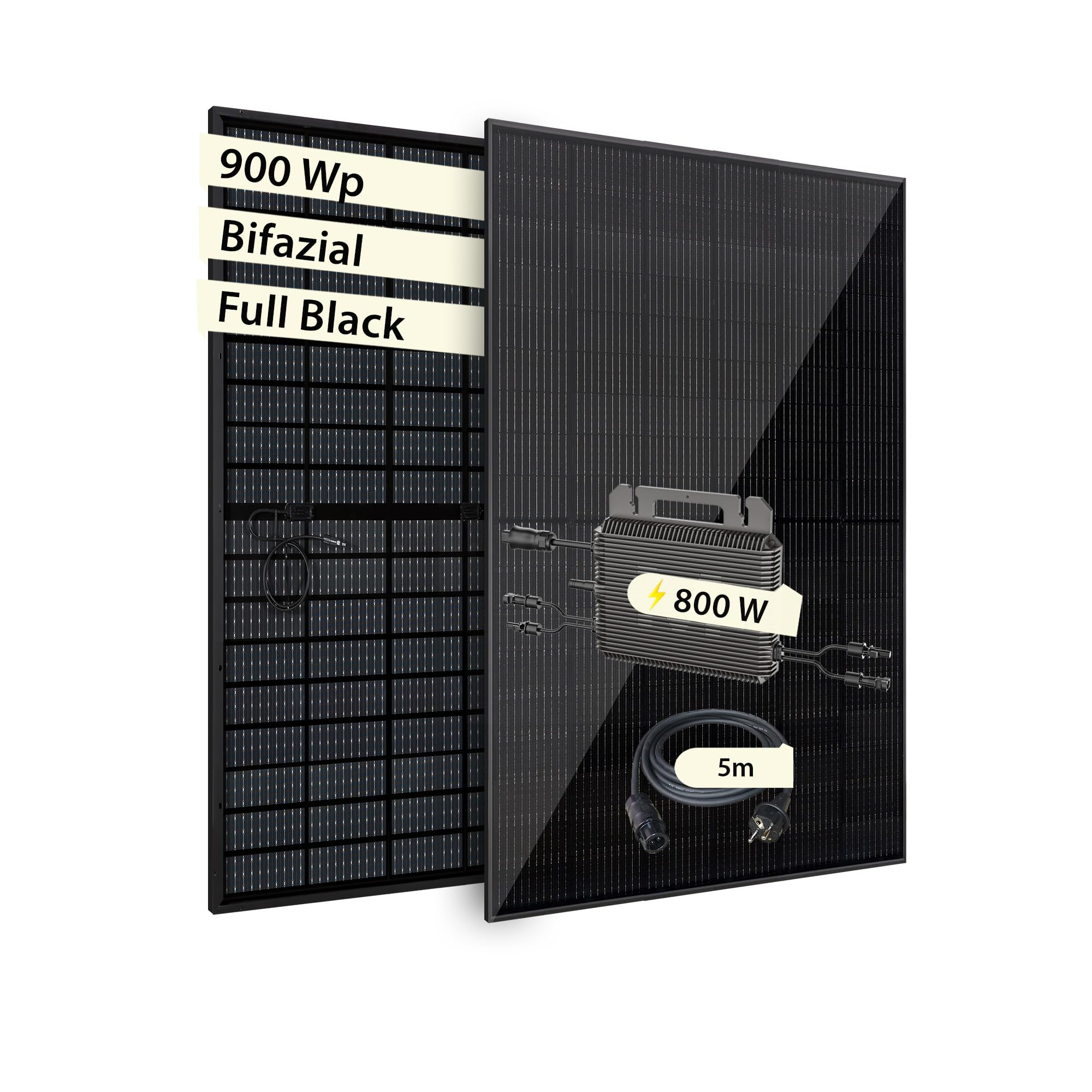 Balkonkraftwerk Bifazial 900 Wp Full Black – Marstek-M2-800 Wechselrichter für 239€ (-8%)