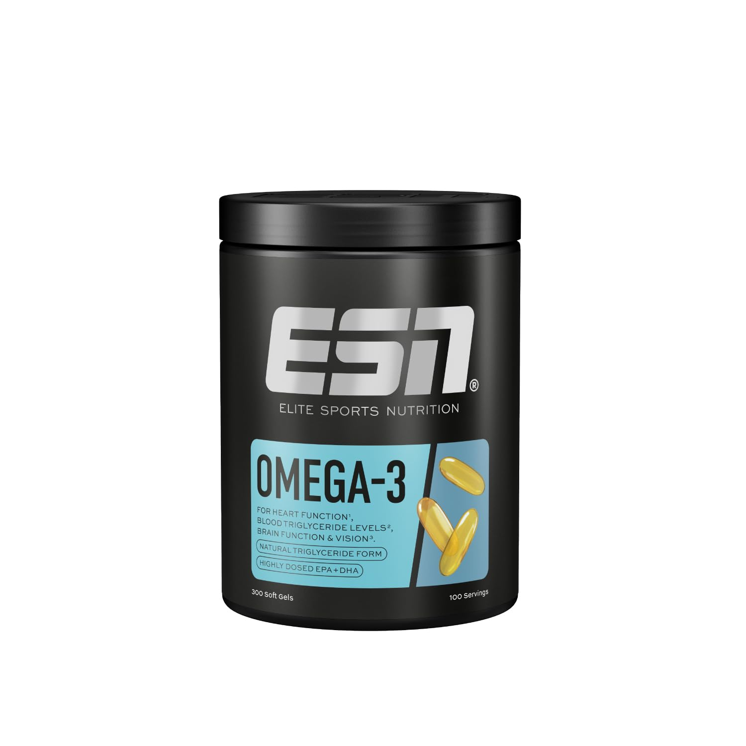 ESN Omega-3, 300 Kapseln, hochdosiert Fischöl mit 1200 mg EPA und 900 mg DHA (pro Tagesportion) – Amazon für 37€ (-23%)