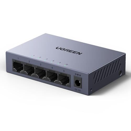UGREEN 5 Port Gigabit Web Managed Gigabit Switch Plug-and-Play, VLAN, QoS, Link-Aggregation, IGMP-Snooping mit Metallgehäuse für 14€ (-37%)