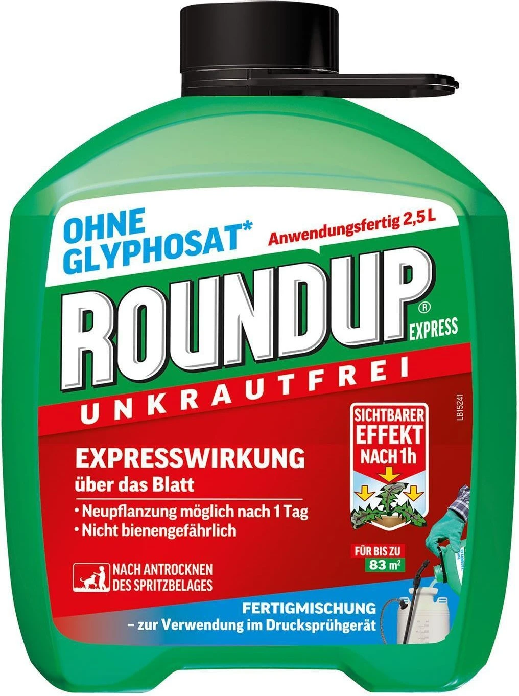 Evergreen Garden Care Roundup Express Unkrautfrei mit Expresswirkung über das Blatt ohne Glyphosat Kanister, 2.5l für 21€ (-13%)