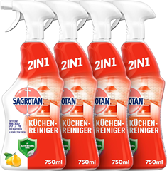 Sagrotan Küchenreiniger Spritzige Zitrone (4x750ml, 2in1 Desinfektion) für 9€ (-27%)