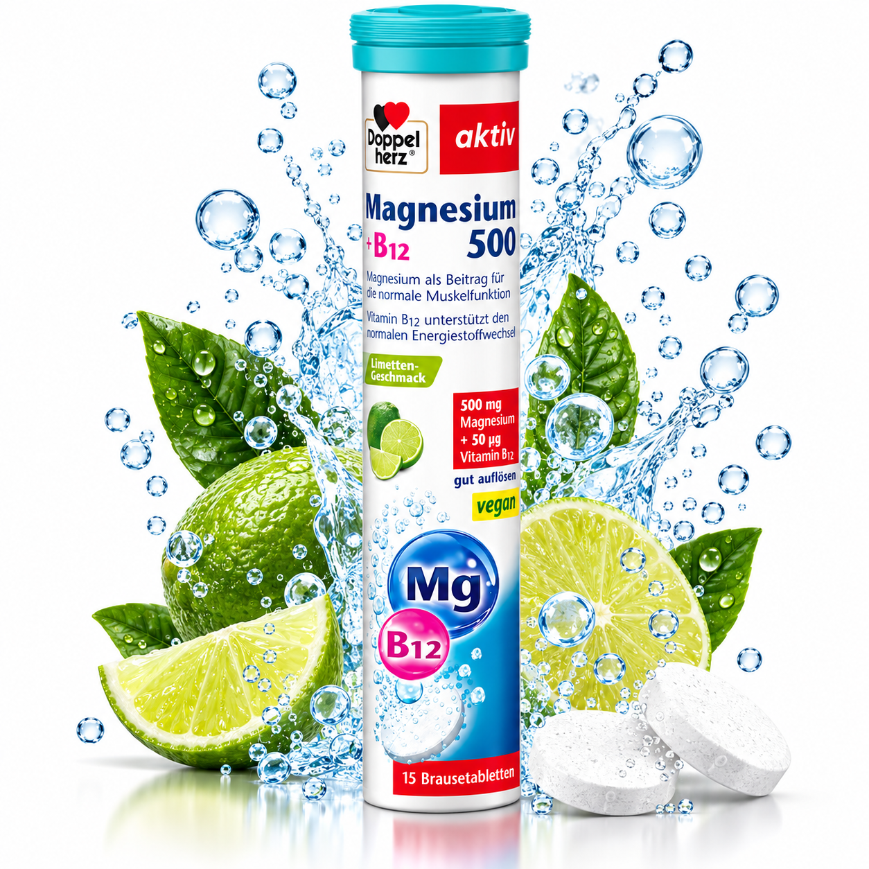Doppelherz Magnesium 500 + B12 – mit Limetten-Geschmack ( Spar-Abo) für 2€ (-55%)